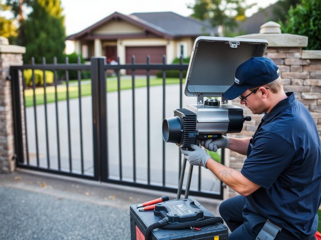 Gate motor being serviced at a driveway entrance in Pretoria East