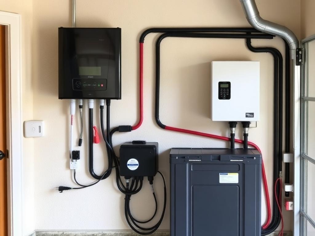 Inverter and battery bank installed in a garage in Pretoria East